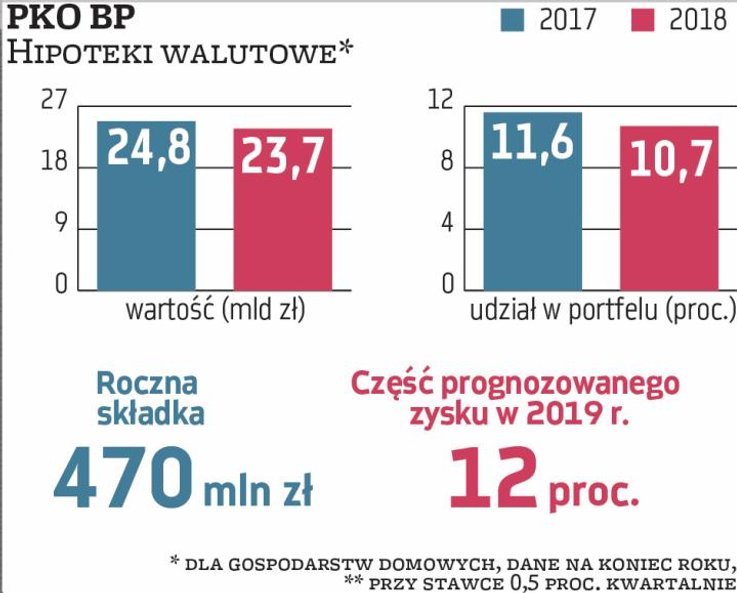 PKO BP na koniec 2018 r. miał hipoteki walutowe gospodarstw domowych warte 23,7 mld zł – 10,7 proc. 