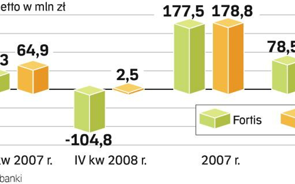 Banki przedstawiły wyniki gorsze niż rok temu. Oba utworzyły rezerwy na transakcje walutowe. Fortis 