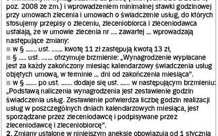 Przykład aneksu do umowy zlecenia