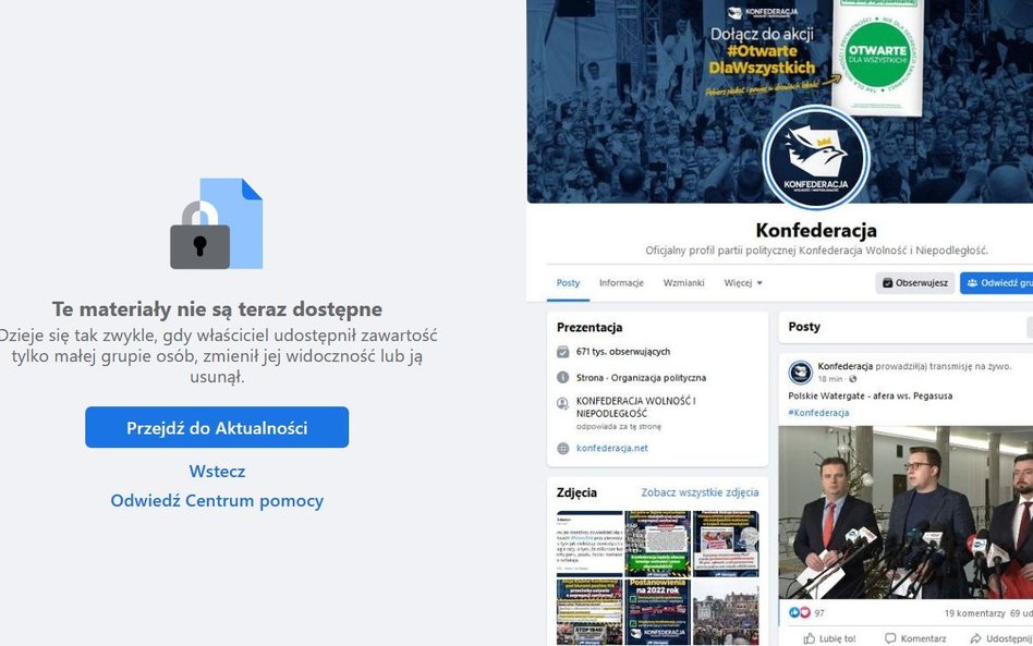 Meta zawiesiła profil Konfederacji na Facebooku