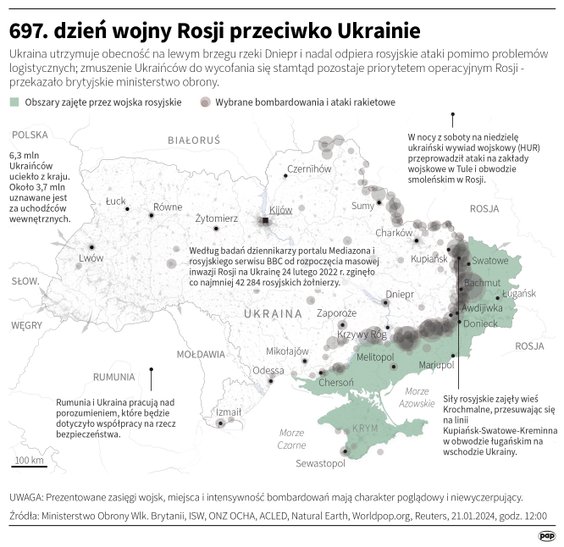 Tak wyglądała sytuacja na froncie na Ukrainie w 697 dniu wojny