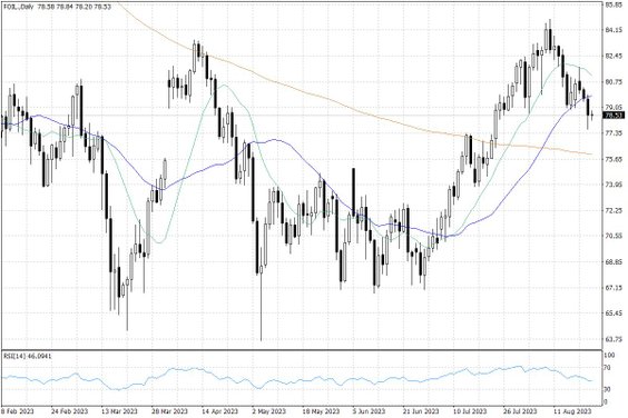 Notowania ropy naftowej WTI – dane dzienne
