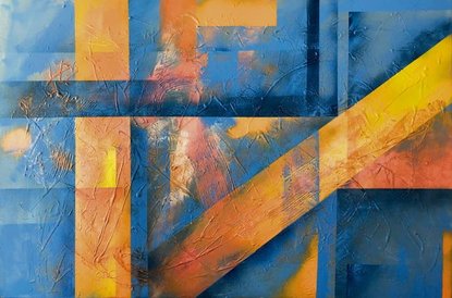 Miłośników abstrakcji zainteresuje obraz Marty Tymińskiej.