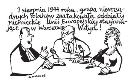 Komentarz rysunkowy. Grupa nierozsądnych Polaków zaatakowała oddziały niemieckie