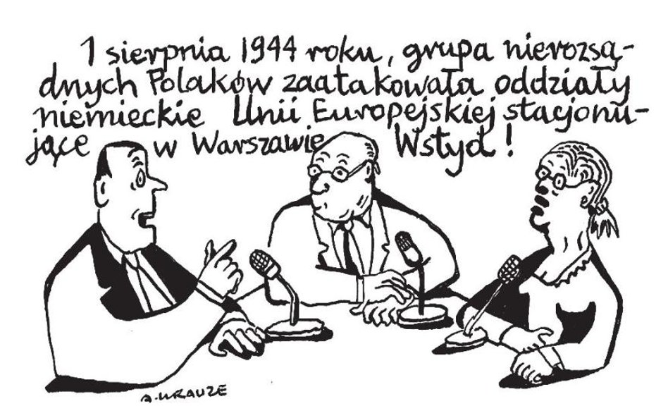 Komentarz rysunkowy. Grupa nierozsądnych Polaków zaatakowała oddziały niemieckie