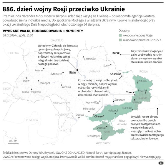 Tak wyglądała sytuacja na froncie na Ukrainie w 886 dniu wojny