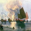 Brytyjski okręt HMS „Nemesis” atakuje chińskie dżonki w 1841 r.