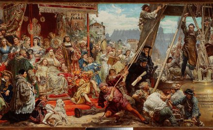 Zawieszenie dzwonu Zygmunta na wieży katedry w Krakowie w 1521 roku - Jan Matejko