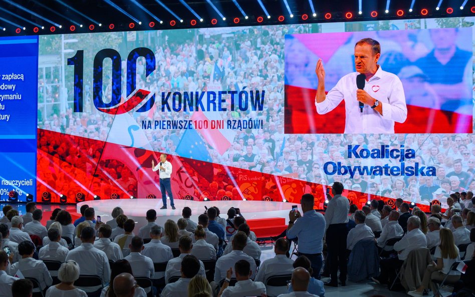 "100 konkretów na 100 dni", Donald Tusk podczas kampanii wyborczej ogłosił plany KO na pierwsze sto 