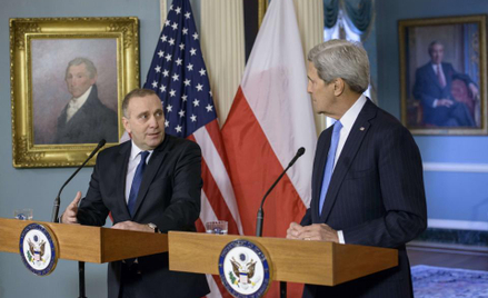 Grzegorz Schetyna i amerykański sekretarz stanu John Kerry. Waszyngton 7 stycznia 2015 r.