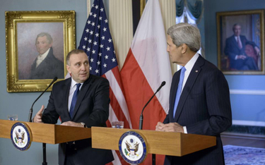 Grzegorz Schetyna i amerykański sekretarz stanu John Kerry. Waszyngton 7 stycznia 2015 r.