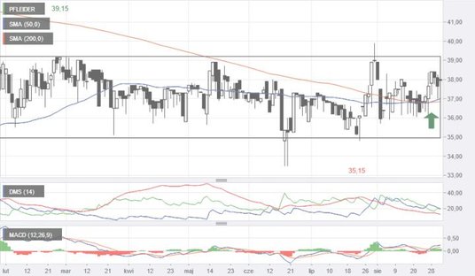 Od początku roku kurs akcji przedstawiciela branży drzewnej porusza się w konsolidacji między 39,2 z