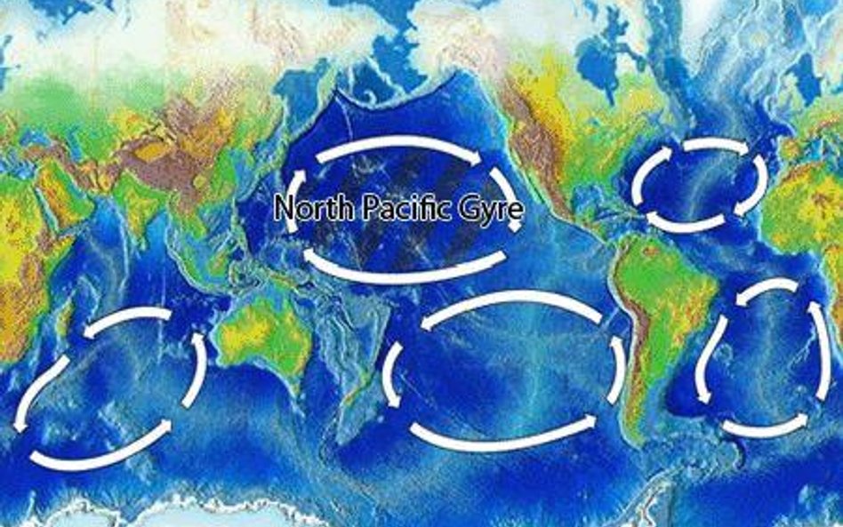 Plama Śmieci znajduje się w Wirze Północnopacyficznym, jeden z pięciu głównych wirów oceanicznych