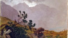 Wojciech Gerson, „Pejzaż tatrzański z góralem w 1860 roku”