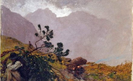 Wojciech Gerson, „Pejzaż tatrzański z góralem w 1860 roku”