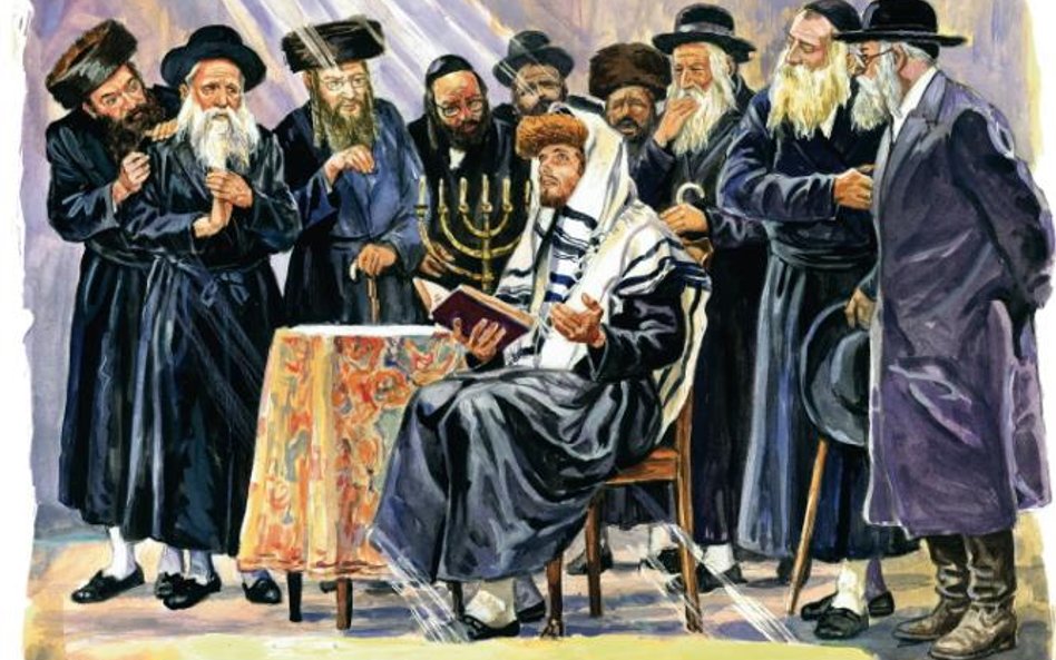 Johanan z Marszynowa i wyznawcy – ilustracja do „Dworu” Isaaca Bashevisa Singera