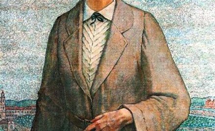 Ludomir Slendziński, Portret żony na tle Wilna, 1966 r. (fot. Galeria im. Slendzińskich w Białymstok
