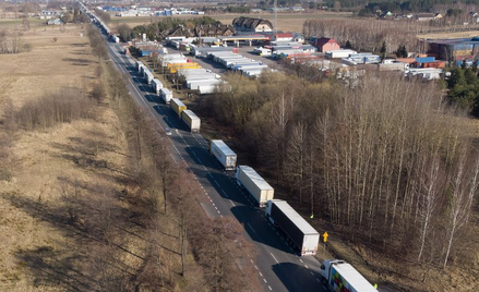 Korki ciężarówek przy granicy z Białorusią rozciągają się już na dziesiątki kilometrów. To m.in. sku