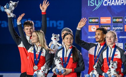 Sztafeta mieszana w short tracku zdobyła w Gdańsku srebrne medale mistrzostw Europy