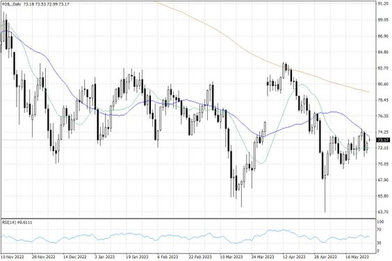 Notowania ropy naftowej WTI – dane dzienne