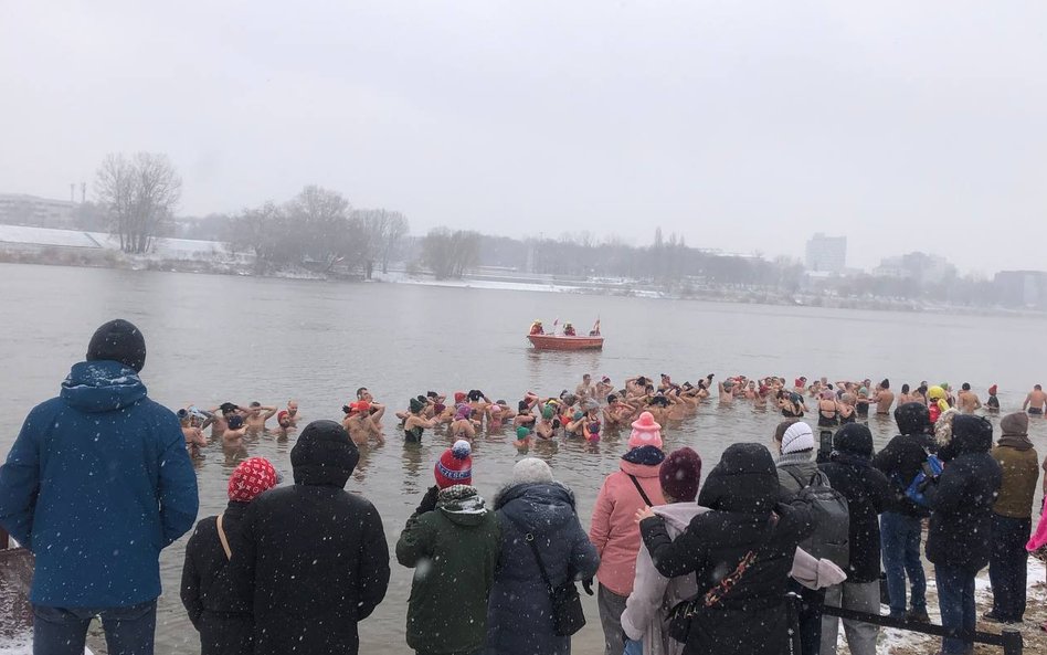 Wiślane morsy podczas inauguracyjnej zimnej kąpieli