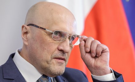Prezes GUS Marek Cierpiał-Wolan na konferencji prasowej w Głównym Urzędzie Statystycznym w Warszawie