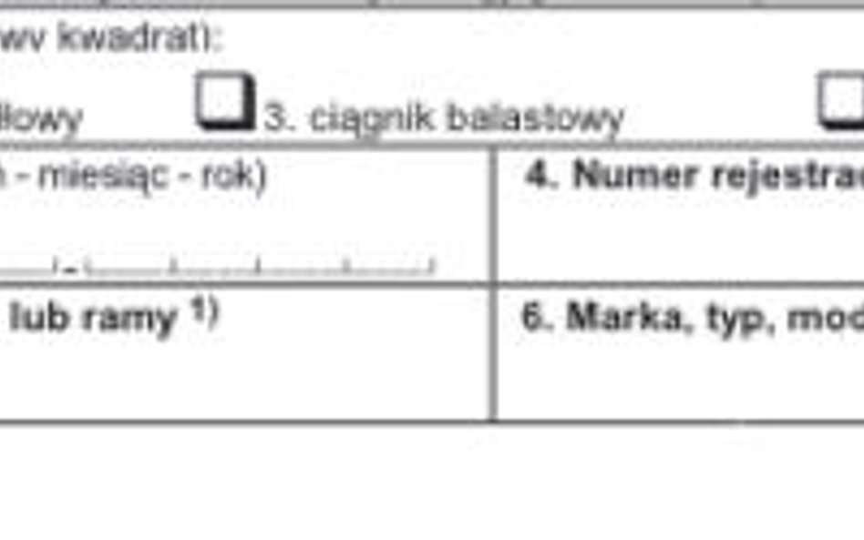 Punkty od 2 do 7 – zawierają dane identyfikacyjne pojazdu,