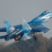 Ukraiński myśliwiec Su-27 podczas ćwiczeń wojskowych „Czyste Niebo” w 2018 roku.