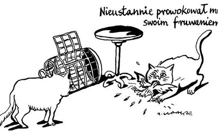 Komentarz rysunkowy. Prowokował fruwaniem