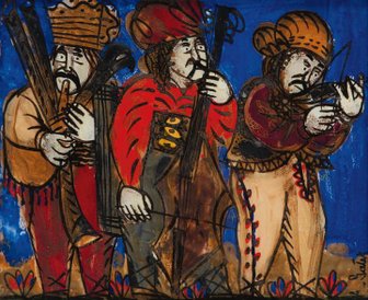 Andrzej Gałek namalował obraz na szkle.