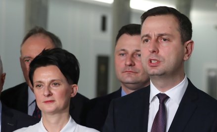 Prezes PSL Władysław Kosiniak-Kamysz oraz posłanka Urszula Nowogórska podczas konferencji prasowej w