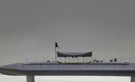 Model francuskiego okrętu podwodnego Plongeur na wystawie w Muzeum Niemieckim w Monachium. Model prz