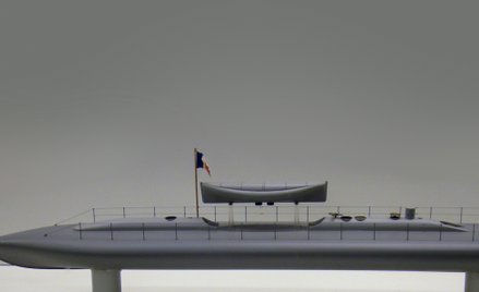 Model francuskiego okrętu podwodnego Plongeur na wystawie w Muzeum Niemieckim w Monachium. Model prz