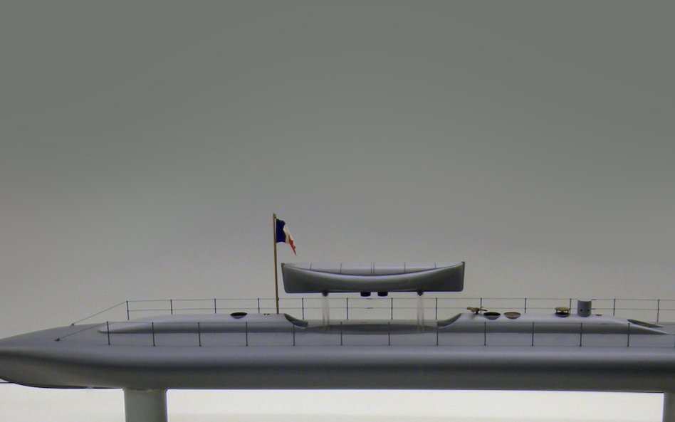 Model francuskiego okrętu podwodnego Plongeur na wystawie w Muzeum Niemieckim w Monachium. Model prz