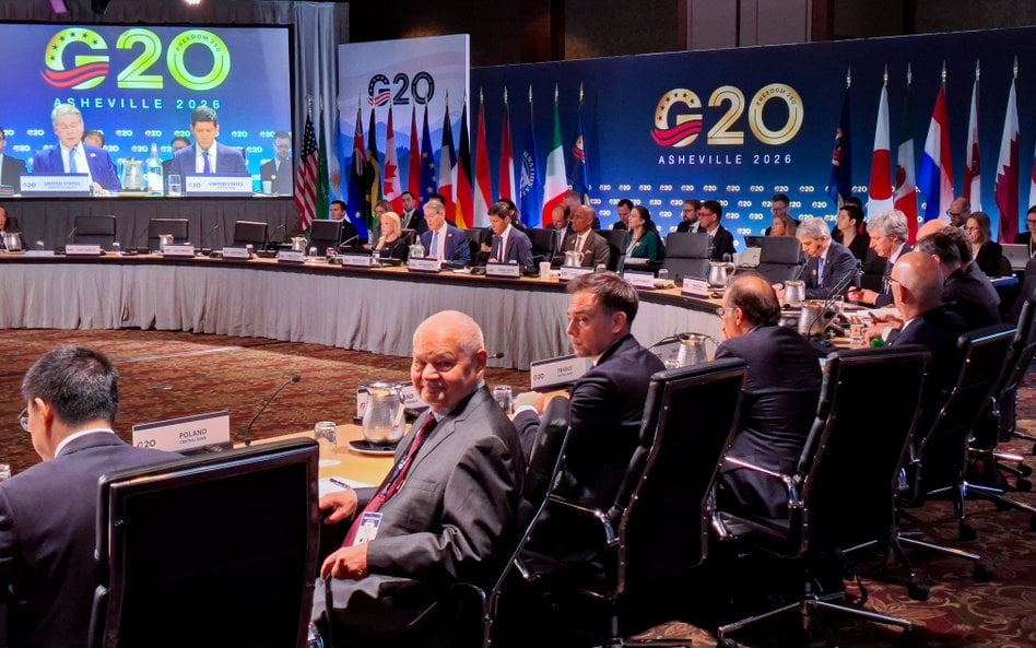 Prezes NBP Adam Glapiński i minister finansów Andrzej Domański na spotkaniu G20 Asheville 2026