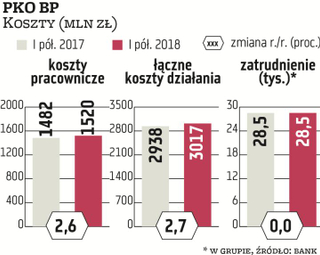 PKO BP, największy pod względem aktywów bank w Polsce, poniósł w I półroczu 1,52 mld zł kosztów prac