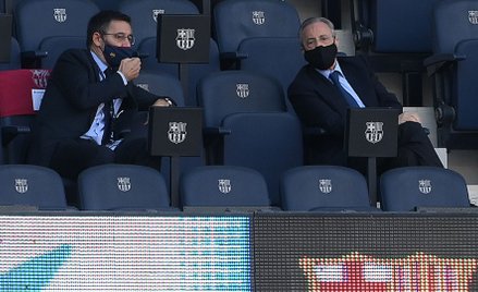 Prezydent Barcelony Josep Maria Bartomeu i prezydent Realu Madryt Florentino Perez w czasie ostatnie