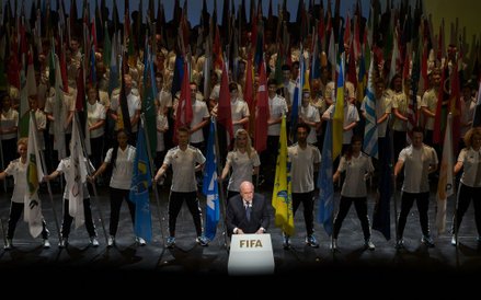 Prezydent FIFA Sepp Blatter podczas ceremonii otwarcia kongresu FIFA w Zurychu