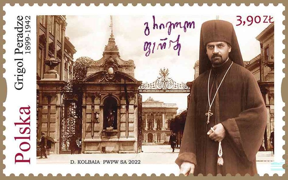 Znaczek pocztowy „Grigol Peradze”, autor David Kolbaia. Został wydany wspólnie przez Pocztę Polską i