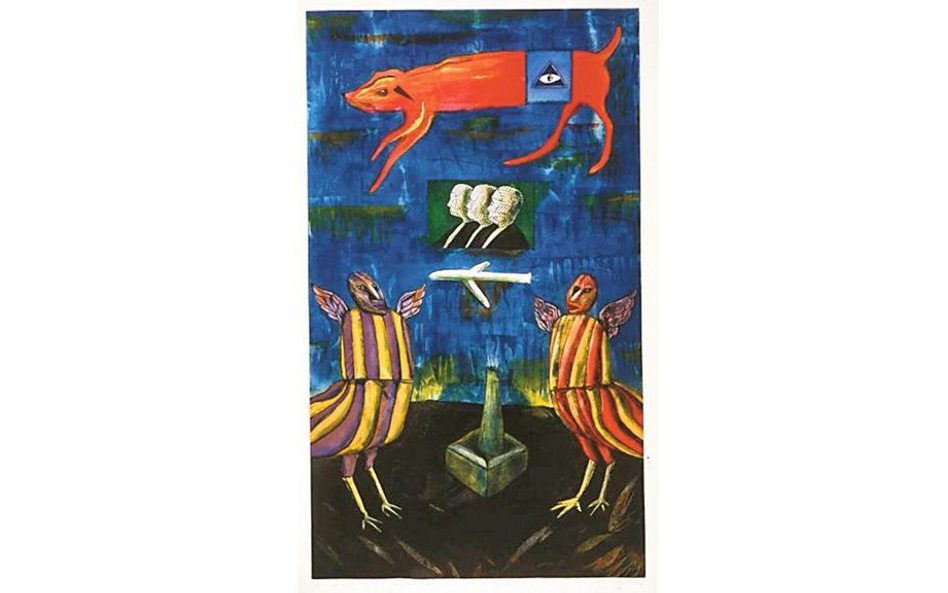 Jacek Sroka „Budowa świata”, akwafora, akwatinta, 1990