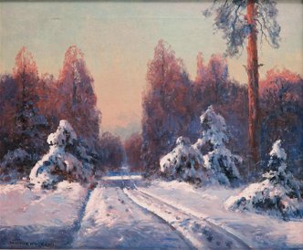 Wiktor Korecki namalował nastrojowy pejzaż zimowy.