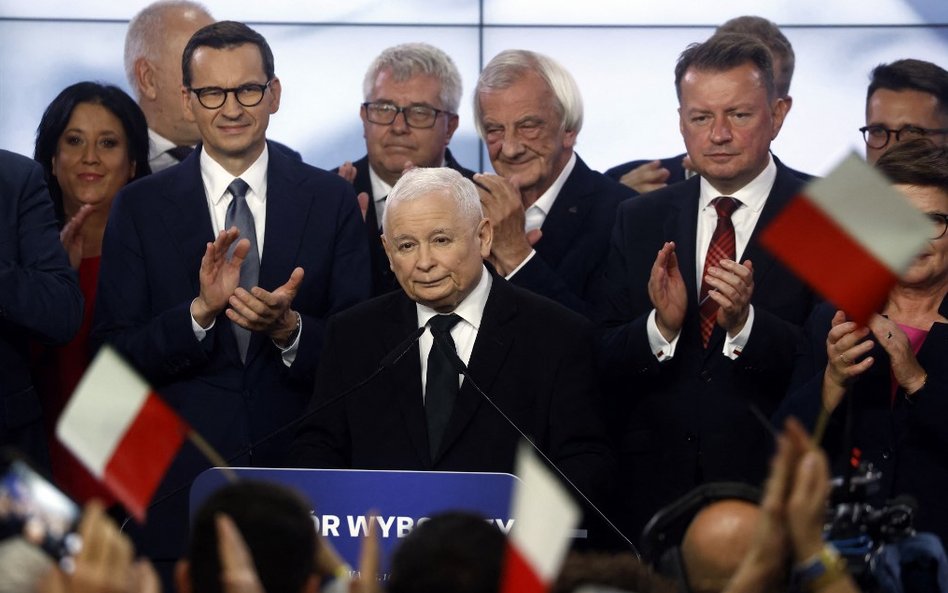 Jarosław Kaczyński podczas wieczoru wyborczego