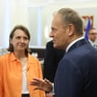 Premier Donald Tusk i minister kultury i dziedzictwa narodowego Hanna Wróblewska