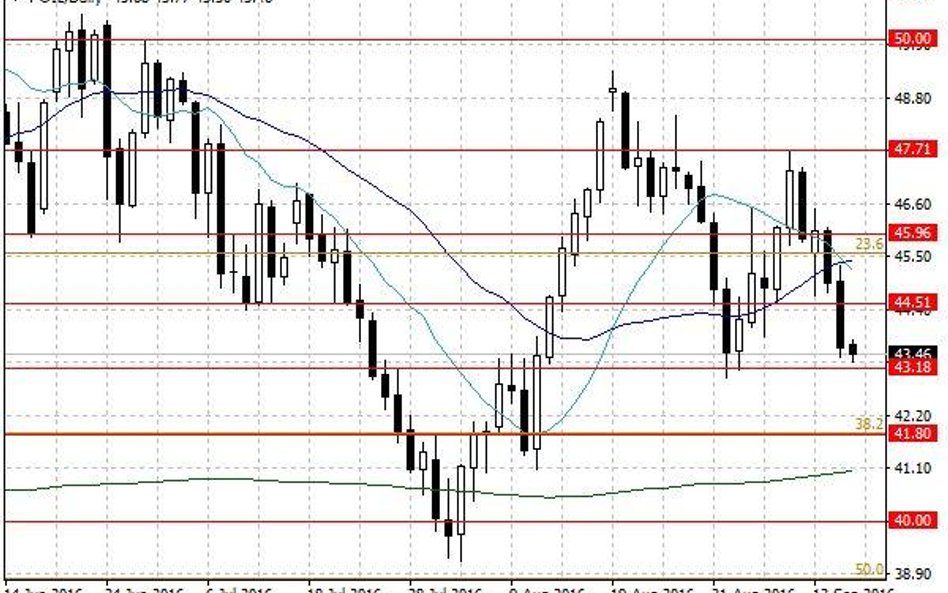 Notowania ropy naftowej WTI – dane dzienne.