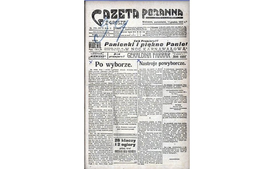 Tytułowa strona warszawskiej „Gazety Porannej 2 Grosze” z antysemickim tekstem X. dr. Kazimierza Lut