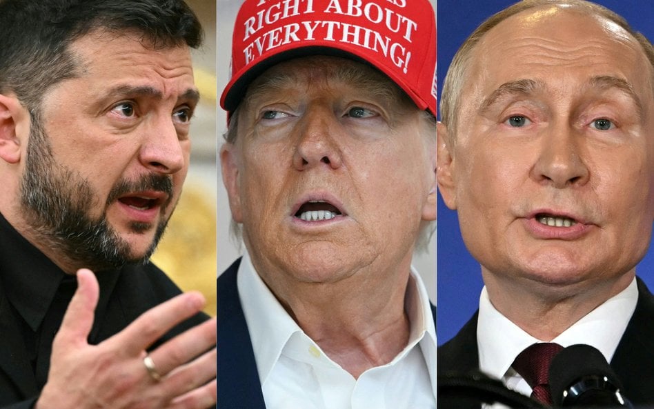 Wołodymyr Zełenski, Donald Trump i Władimir Putin