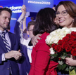 Rafał Trzaskowski (z lewej) na prawyborach PO, gdy zdecydowano o starcie Małgorzaty Kidawy-Błońskiej