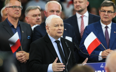 Prezes PiS Jarosław Kaczyński podczas konwencji w Gorzowie Wielkopolskim