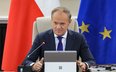Premier Donald Tusk podczas posiedzenia rządu w KPRM w Warszawie