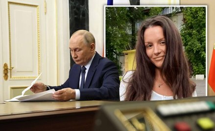 Rosyjski dyktator i zbrodniarz wojenny Władimir Putin. W tle Rita Flores, którą zwerbowało FSB do po